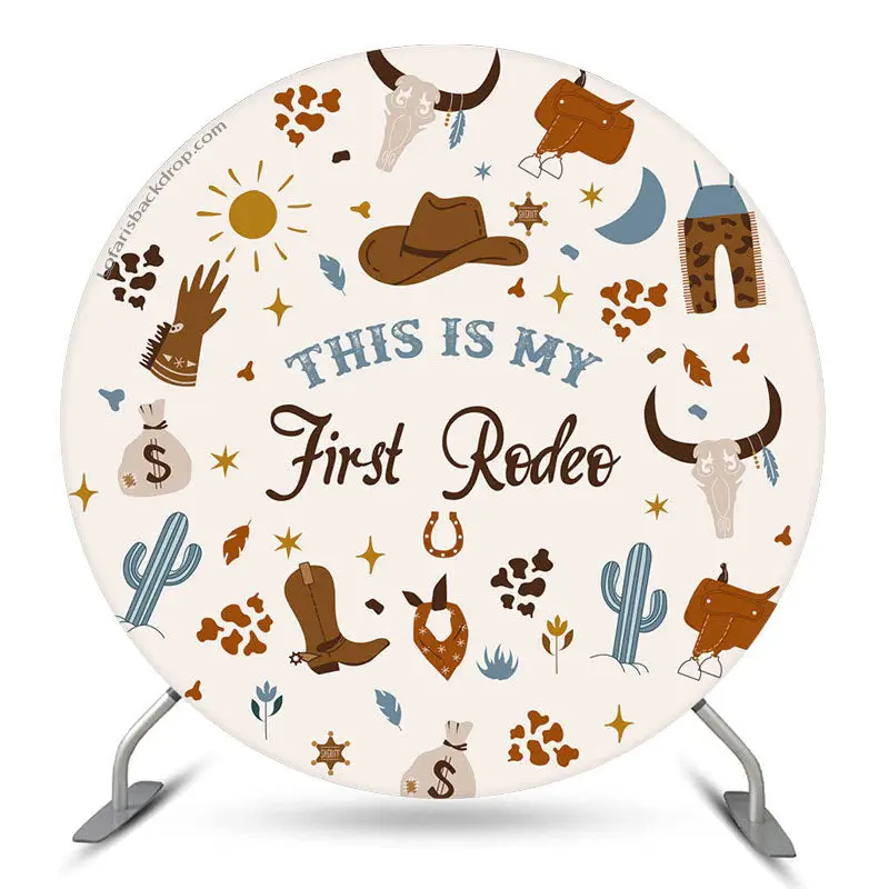 Aperturee First Rodeo Cow Boy 1St Birthday Round Backdrop | Circle Backdrops For Birthday | Birthday Backdrop Ideas | Round B...