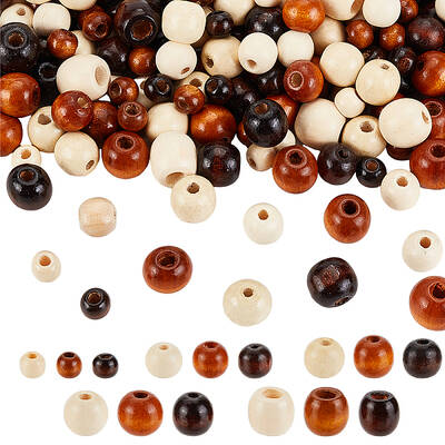 570Pcs 15 Styles Spray Painted Wood European Beads