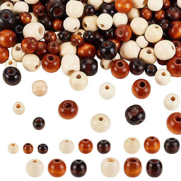 570Pcs 15 Styles Spray Painted Wood European Beads