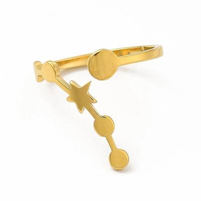 Ion Plating(IP) 304 Stainless Steel Morning Star Open Cuff Ring for Women