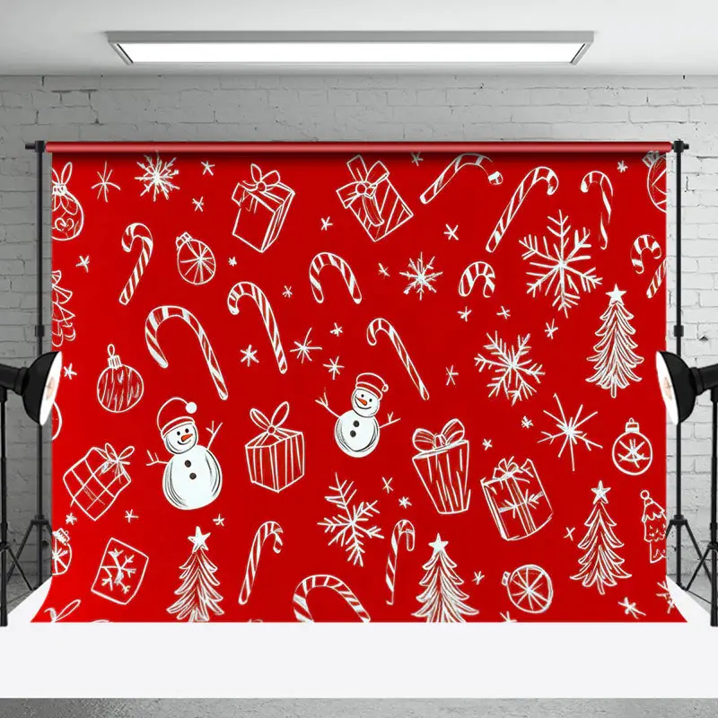 Aperturee Red White Cute Candy Cane Winter Christmas Backdrop | Christmas Backgrounds Fireplace | Xmas Backdrop | Christmas P...