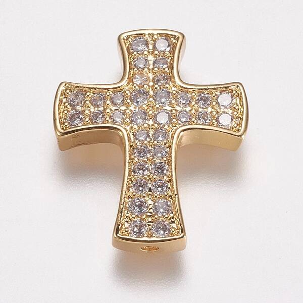 Brass Micro Pave Cubic Zirconia Beads