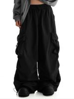 Men's Solid Pocket Drawstring Waist Wide Leg Pants, Regular Fit Casual Comfy Trousers for Daily Wear, Men's Bottoms for All S...
