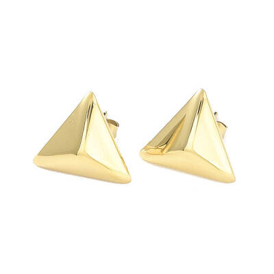 Ion Plating(IP) 304 Stainless Steel Triangle Stud Earrings for Women