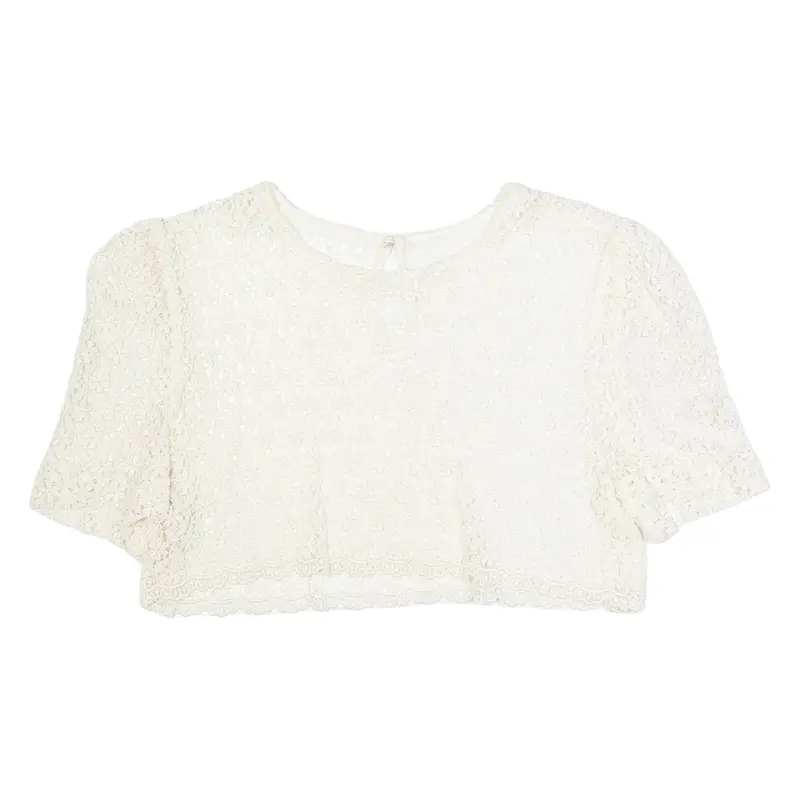 Lace Womens Cropped Top Beige S