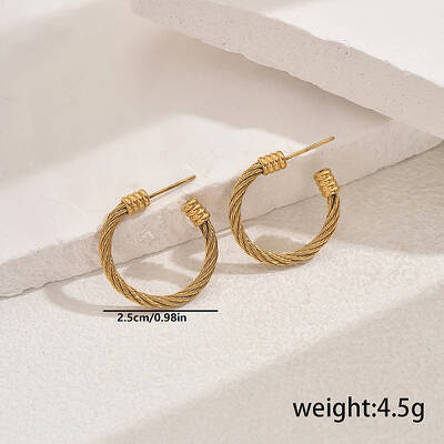 Stylish Stainless Steel Twisted C-shaped Stud Earrings for Women's Daily Wear