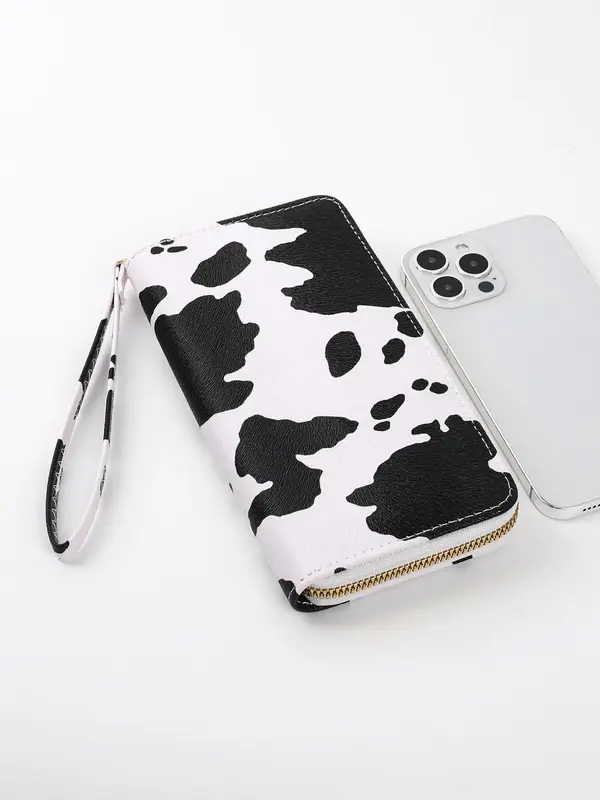 Women's 2024 New Fashion Cow Design Long Wallet, Y2k Style Casual Multi-functional Purse with Card Slots & Coin Purse for Wor...
