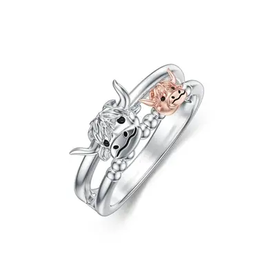 Personalized Highland Cow Ring 925 Sterling Silver Statement Rings Gift For Women Girls