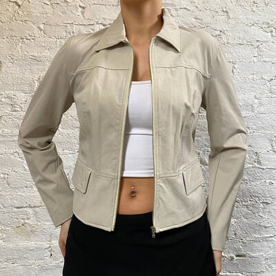 Unbranded Jacket - Small Cream Nylon