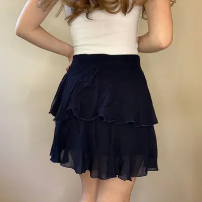 Oliver By Valentino Mini Skirt - 24W UK 4 Navy Viscose