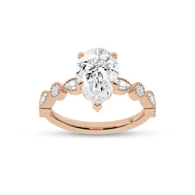 Zenith Pear Shape Lab Grown Diamond Engagement Ring | 10K Rose Gold 4 3/4 CT. TW.