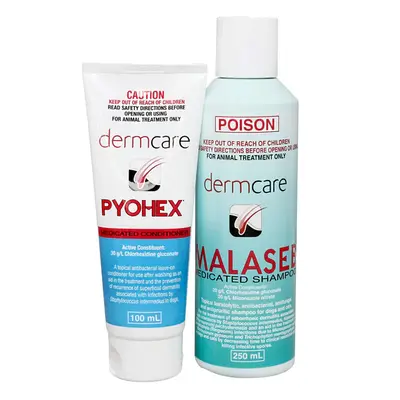 Dermcare Malaseb & Pyohex Combo 250ml Shampoo + 200ml Conditioner 1 Combo Pack