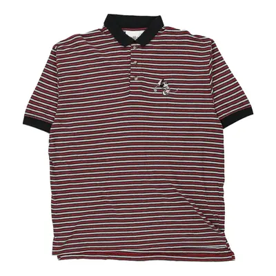 Disney Striped Polo Shirt - Large Red Cotton