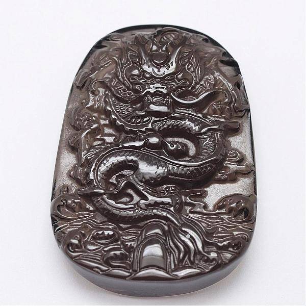 Natural Ice Crystal Obsidian Carven Pendants