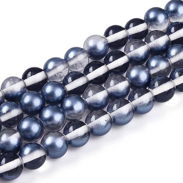 Baking Painted Transparent Glass Beads Strands