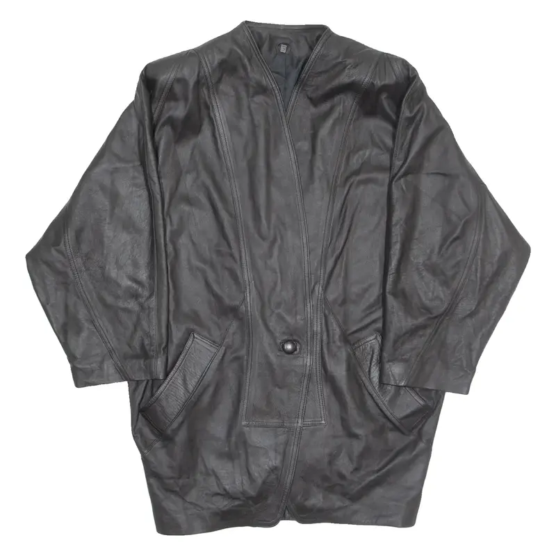 Womens Overcoat Coat Black Leather M