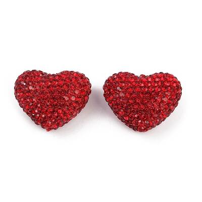 Heart Shaped Polymer Clay Rhinestone Beads