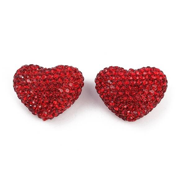 Heart Shaped Polymer Clay Rhinestone Beads