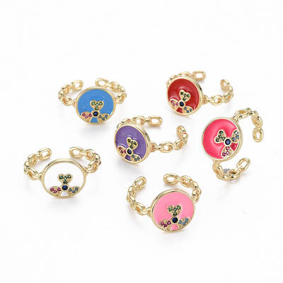 Brass Micro Pave Cubic Zirconia Cuff Rings