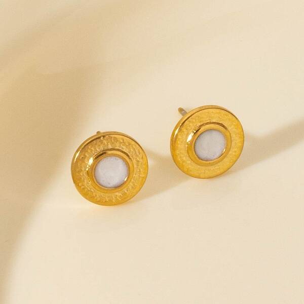 304 Stainless Steel Flat Round Stud Earrings
