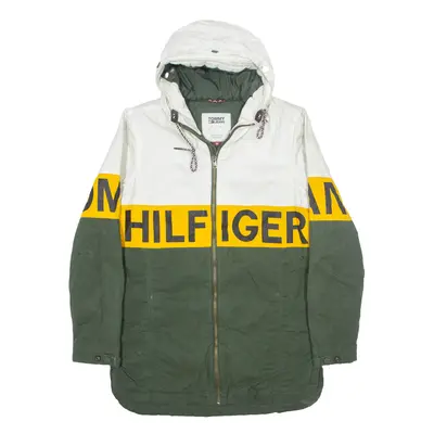 TOMMY HILFIGER Rain Coat Green 90s Colourblock Mens 2XL