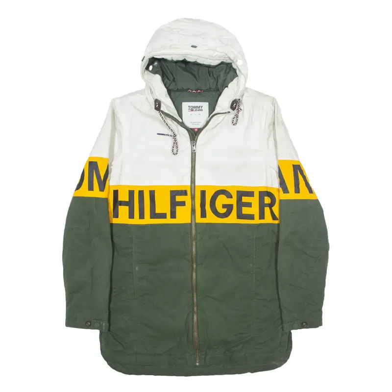 TOMMY HILFIGER Rain Coat Green 90s Colourblock Mens 2XL