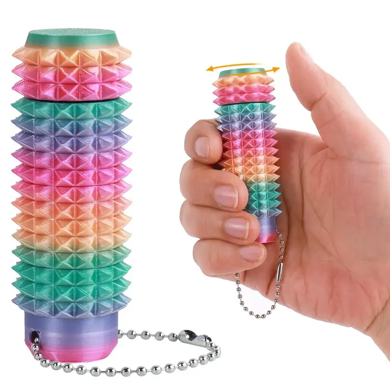 Fidget Toy for Adults, 3D Printed Portable Spiky Sensory Keychain for Anxiety Relief, Pocket Stress Relief Tool for Focus and...