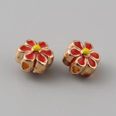 Light Gold Tone Alloy Enamel Beads