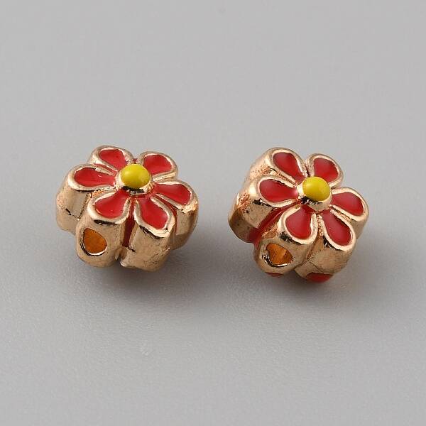 Light Gold Tone Alloy Enamel Beads