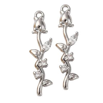 Brass Micro Pave Clear Cubic Zirconia Pendants