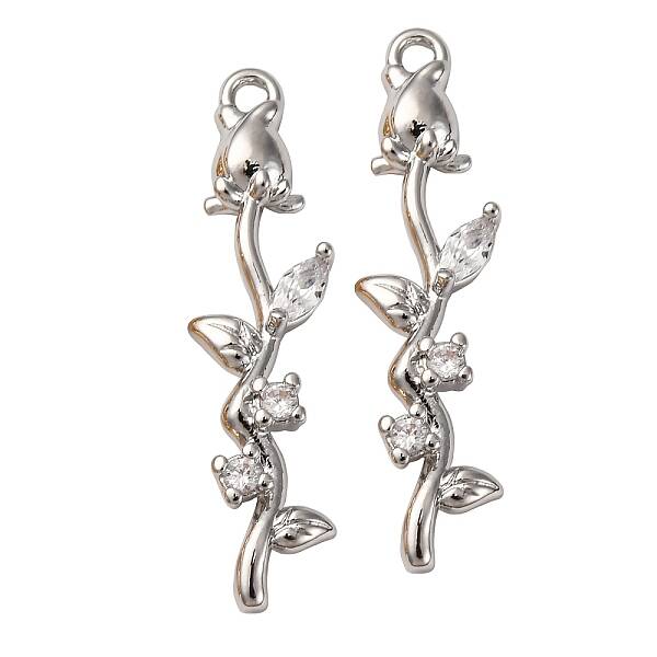 Brass Micro Pave Clear Cubic Zirconia Pendants