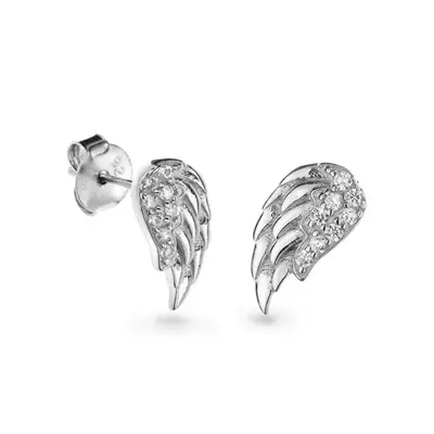 Again jewelry Angel Wing Silver Earrings with Cubic Zirconia AJNS0007