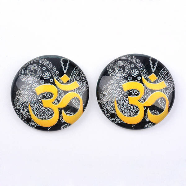 Yoga Theme Glass Cabochons