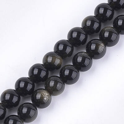 Natural Golden Sheen Obsidian Beads Strands