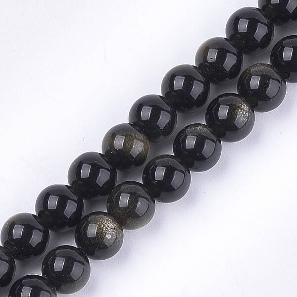 Natural Golden Sheen Obsidian Beads Strands