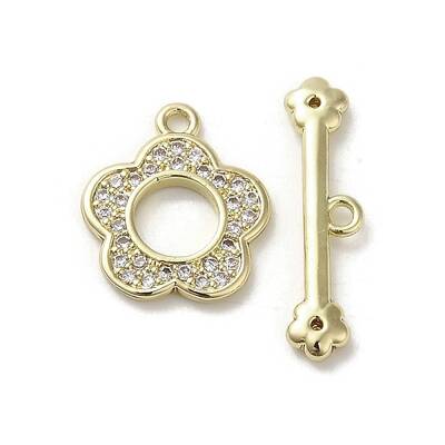 Brass Micro Pave Cubic Zirconia Toggle Clasps
