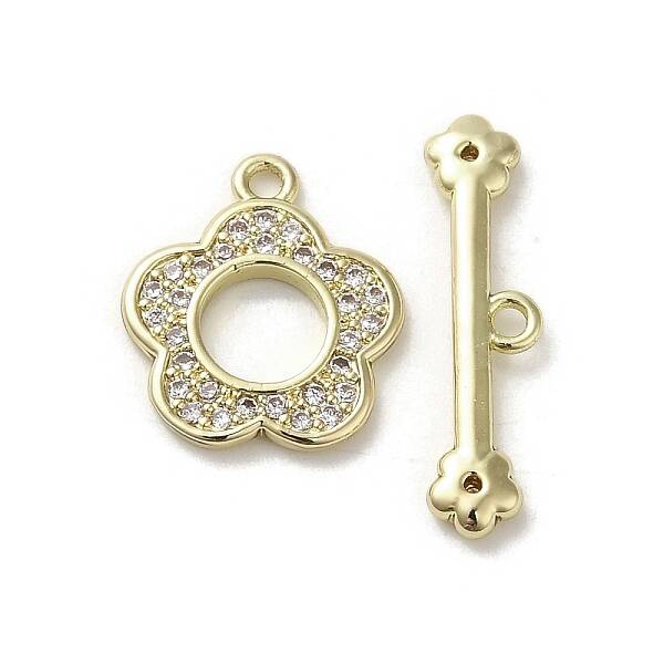 Brass Micro Pave Cubic Zirconia Toggle Clasps