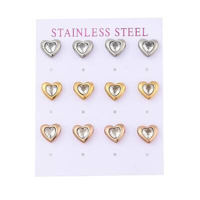 Ion Plating(IP) 304 Stainless Steel Heart Stud Earrings