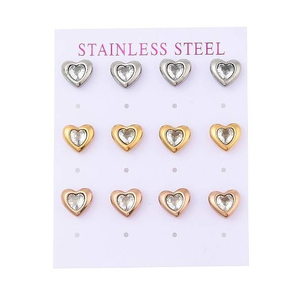 Ion Plating(IP) 304 Stainless Steel Heart Stud Earrings