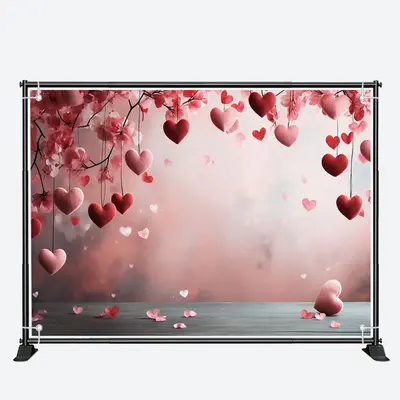 Red Pink Heart Floral Bokeh Valentines Day Backdrop - Aperturee