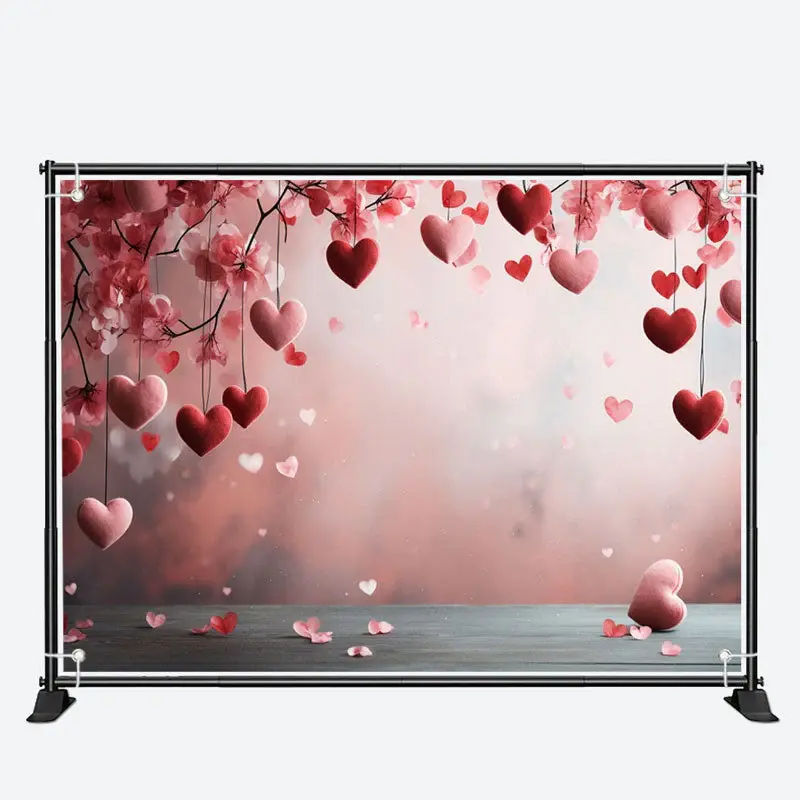 Red Pink Heart Floral Bokeh Valentines Day Backdrop - Aperturee