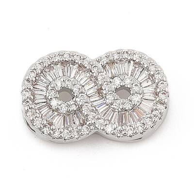Brass Micro Pave Clear Cubic Zirconia Slide Charms
