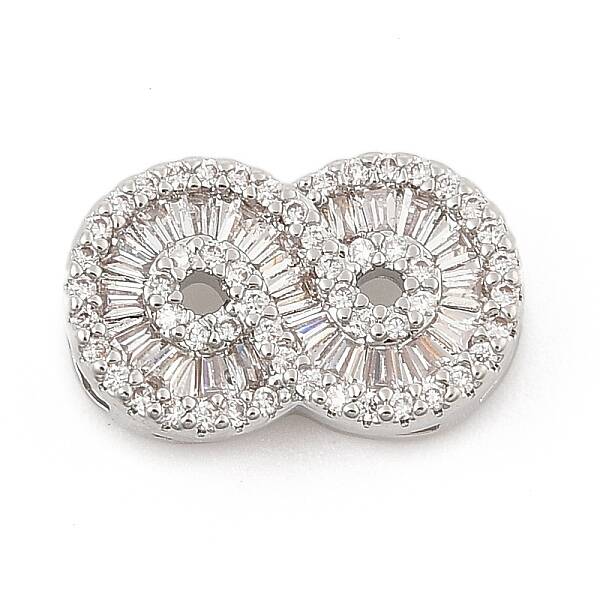 Brass Micro Pave Clear Cubic Zirconia Slide Charms