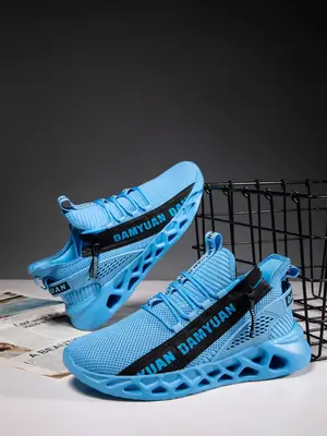 Men's Letter Print Lace Up Low Top Sneakers, Casual Breathable Lightweight Sports Running Shoes, Outdoor Fashionable Sneakers...