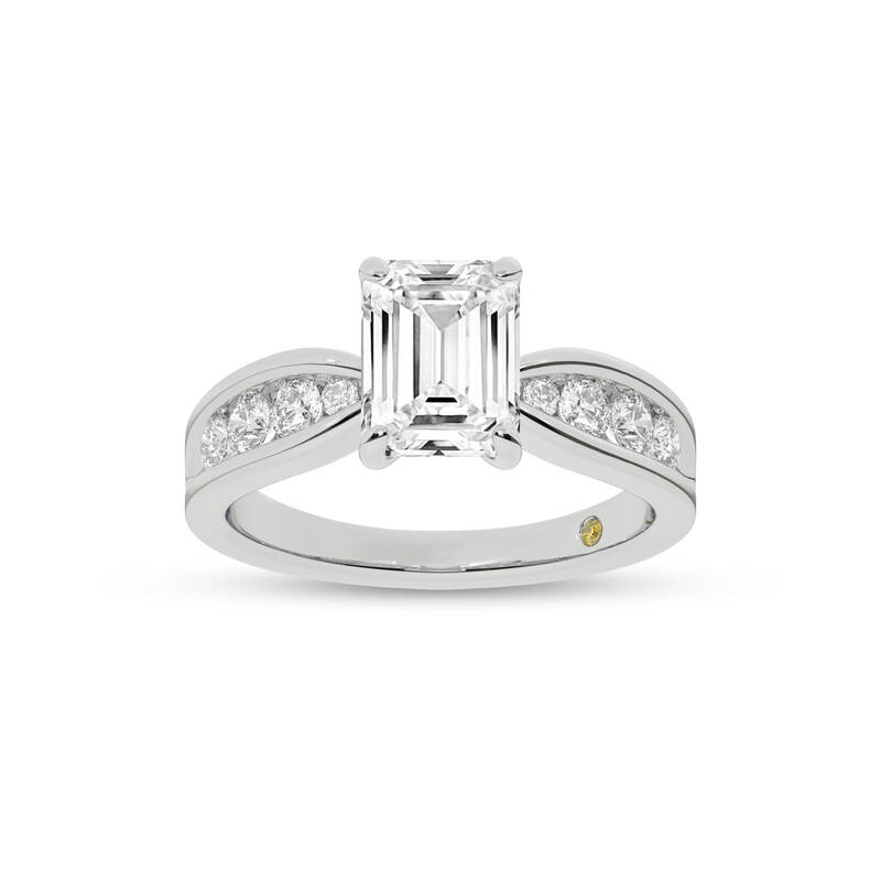 Verve Channel Set Bow Tied Shaped Emerald Cut Lab Diamond Engagement Ring | 14K White Gold 4 1/4 CT. TW.