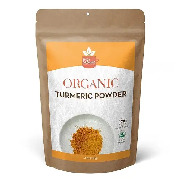 SPICY ORGANIC Turmeric Root Powder – 4 oz. – High Curcumin, Non-GMO Turmeric Spice for Cooking, Skin Care, Golden Milk, a...