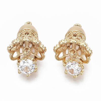 Brass Micro Pave Clear Cubic Zirconia Pendants