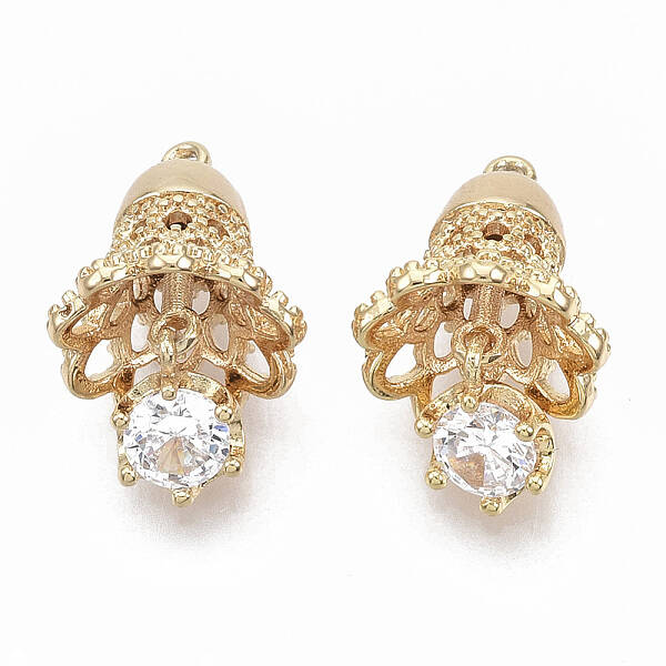 Brass Micro Pave Clear Cubic Zirconia Pendants