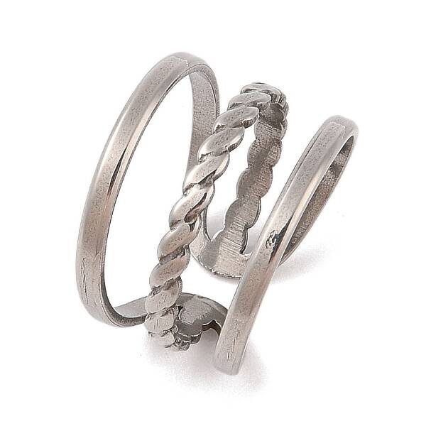Non-Tarnish Twist 304 Stainless Steel Three-layer Cuff Rings for Women