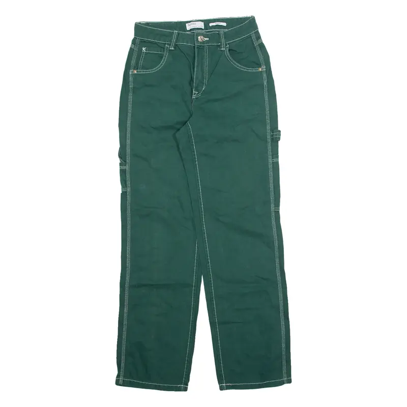 BERSHKA Cargo Womens Jeans Green Regular Straight W26 L32